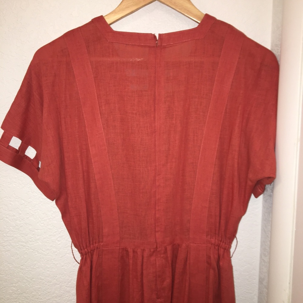 Vintage 1950s Cotton Dress Rust SZ: Small - Picture 10 of 14